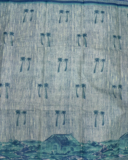 Premium Meena Cotton Printed Saree in Teal Blue Colour | Elegant Traditional Ethnic Wear