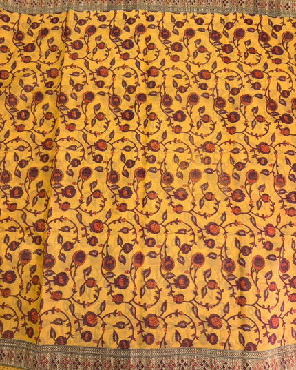 Premium Meena Cotton Printed Saree in Mustard Yellow Colour | Elegant Traditional Ethnic Wear