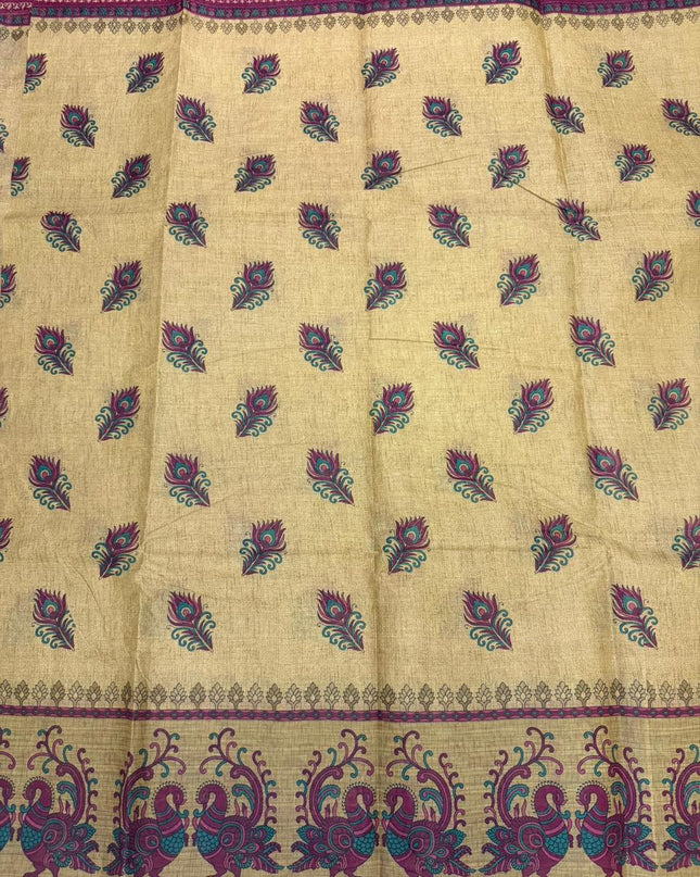 Premium Meena Cotton Printed Saree in Mustard Yellow Colour | Elegant Traditional Ethnic Wear