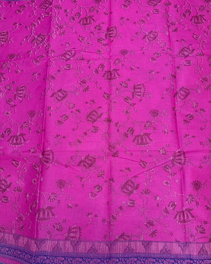 Premium Meena Cotton Printed Saree in Deep Magenta Colour | Elegant Traditional Ethnic Wear