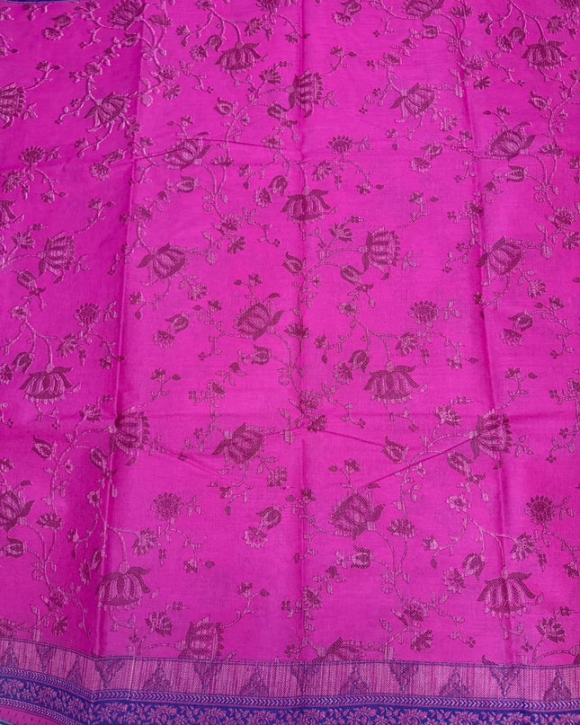 Premium Meena Cotton Printed Saree in Deep Magenta Colour | Elegant Traditional Ethnic Wear