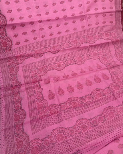 Premium Meena Cotton Printed Saree in Baby Pink Colour | Elegant Traditional Ethnic Wear