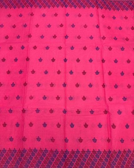 Premium Meena Cotton Printed Saree in Rani Pink Colour | Elegant Traditional Ethnic Wear