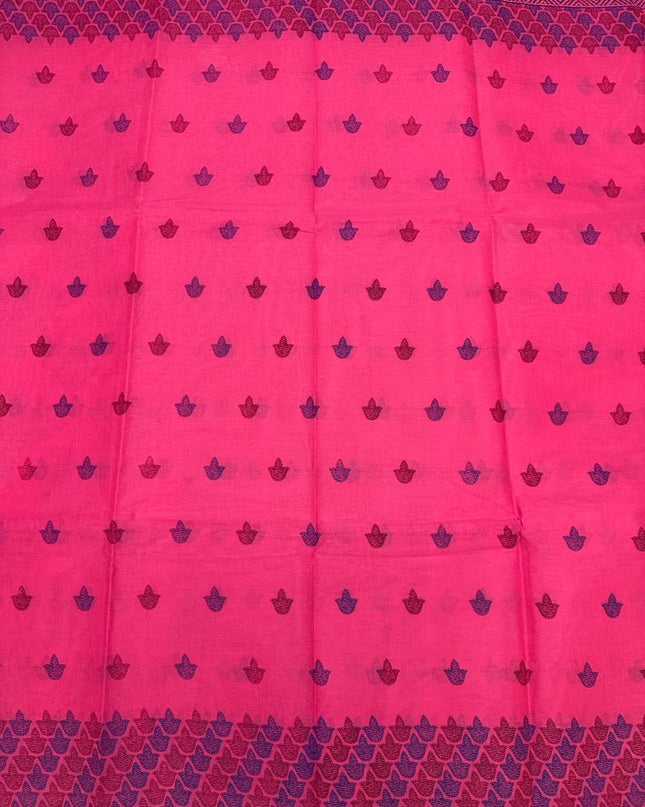Premium Meena Cotton Printed Saree in Rani Pink Colour | Elegant Traditional Ethnic Wear
