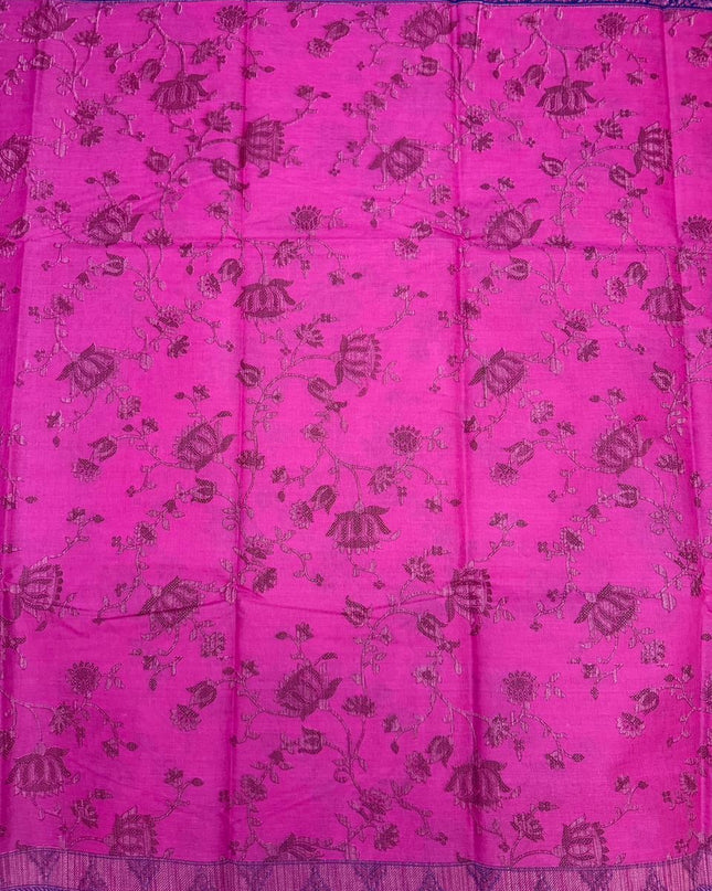 Premium Meena Cotton Printed Saree in Rani Pink Colour | Elegant Traditional Ethnic Wear