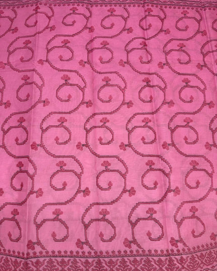 Premium Meena Cotton Printed Saree in Baby pink Colour | Elegant Traditional Ethnic Wear