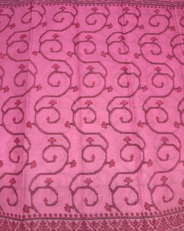Premium Meena Cotton Printed Saree in Baby pink Colour | Elegant Traditional Ethnic Wear