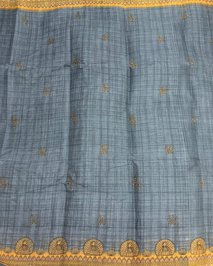 Premium Meena Cotton Printed Saree in Slate Blue Colour | Elegant Traditional Ethnic Wear