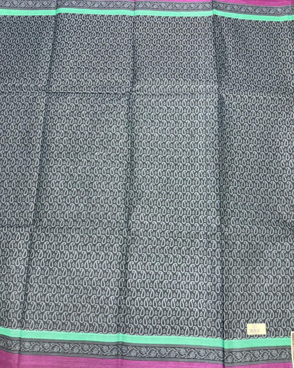 Premium Meena Cotton Printed Saree in Charcoal Grey Colour | Elegant Traditional Ethnic Wear