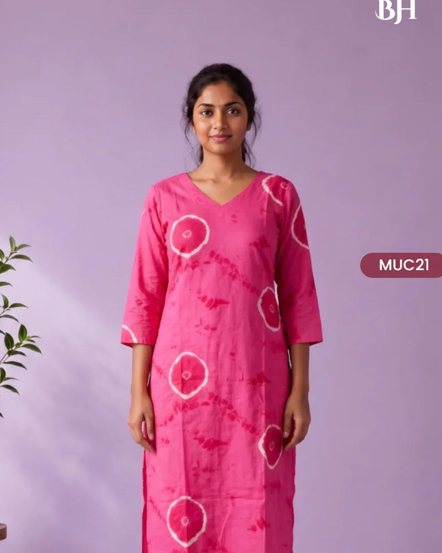 Rani Pink & White Tie-Dye Printed Mul Cotton Top with Full-Length Cotton Lining | Women's Casual Wear