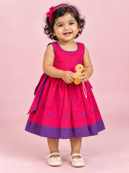 Pink & Purple Polka Dot Baby Frock for Girls – 1 to 3 Years – photo 1