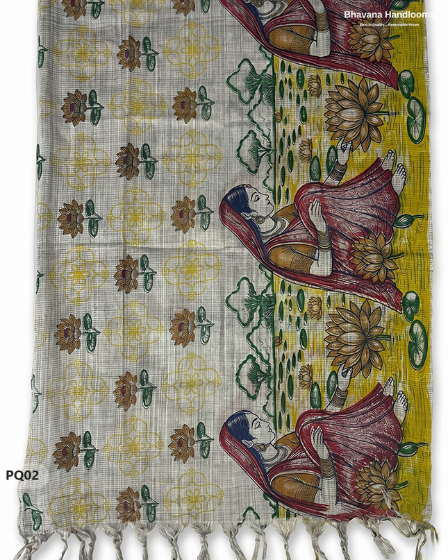 Mustard Yellow Jacquard 3PC Kurti Set with Peacock Dupatta & Elastic Pant | Bhavana Handlooms