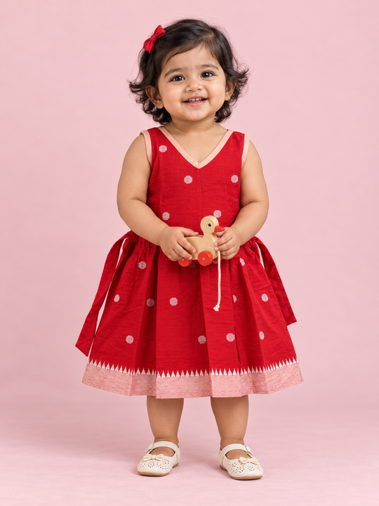 Red Polka Dot Baby Frock for Girls – 1 to 3 Years – photo 1