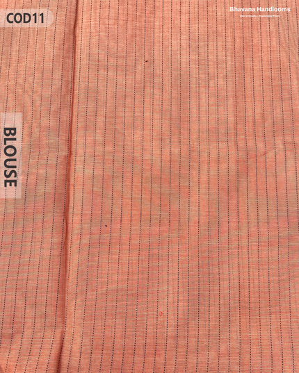 Traditional Coimbatore Handloom Saree – Thread Woven, Small Border, Pale Copper colour