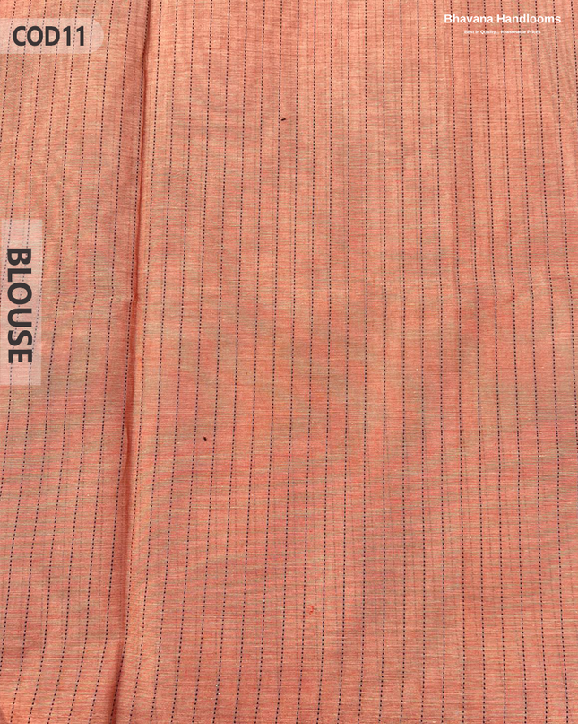 Traditional Coimbatore Handloom Saree – Thread Woven, Small Border, Pale Copper colour