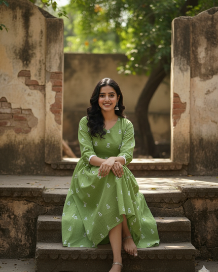 Green Cotton Frock for Women & Girls | Premium Style & Comfort