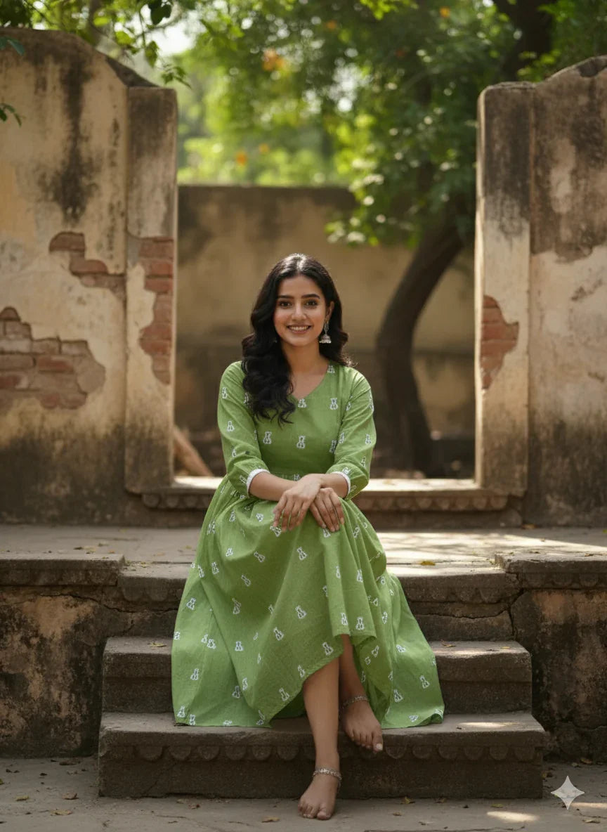 Green Cotton Frock for Women & Girls | Premium Style & Comfort