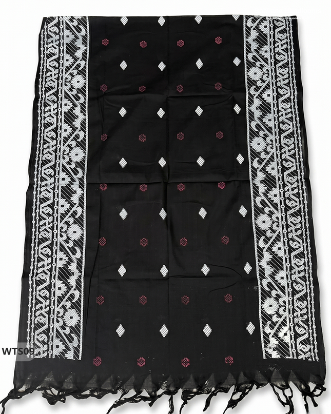 Stylish Handloom Jacquard 3PC Kurti Set with Printed Dupatta & Half White Kurti
