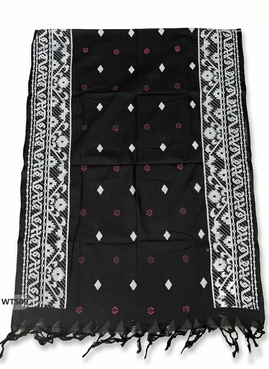 Stylish Handloom Jacquard 3PC Kurti Set with Printed Dupatta & Half White Kurti