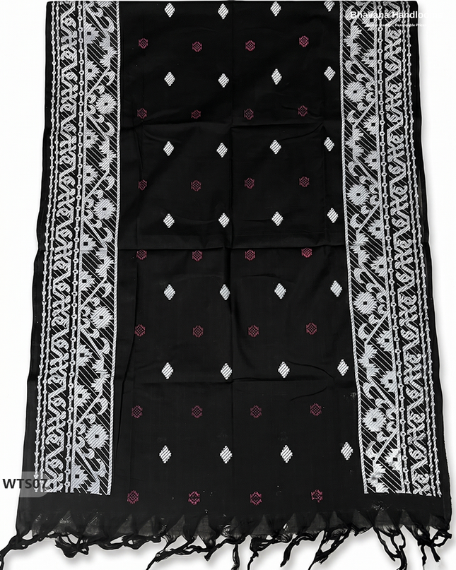 Stylish Handloom Jacquard 3PC Kurti Set with Printed Dupatta & Half White Kurti